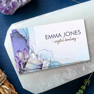 Watercolor gemstones - crystals business card