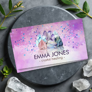 Watercolor gemstones - crystals business card