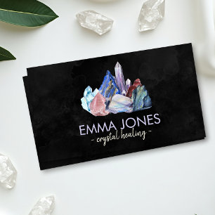Watercolor gemstones - crystals business card