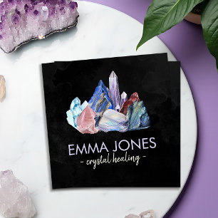 Watercolor gemstones - crystals business card