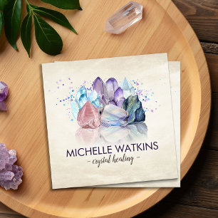 Watercolor gemstones - crystals business card