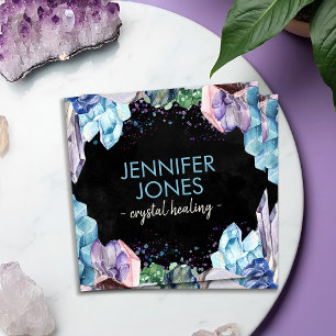 Watercolor gemstones - crystals business card