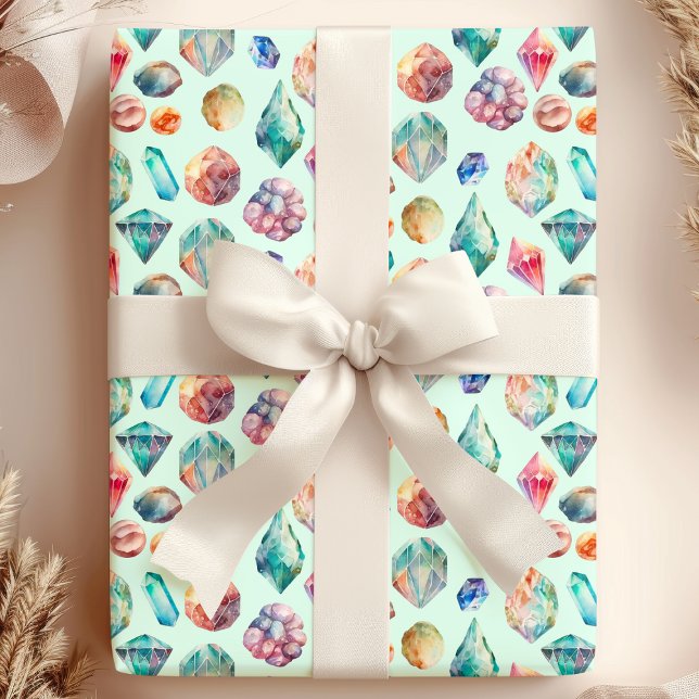 Watercolor Gemstones Jewel Pattern Wrapping Paper (Creator Uploaded)