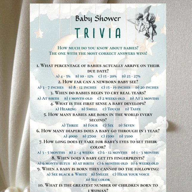 Watercolor Gender Neutral Baby Shower Trivia Game (Creator Uploaded)