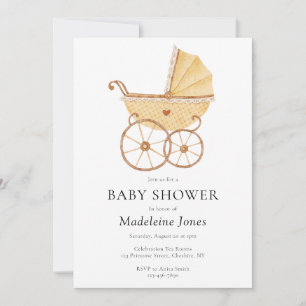 Watercolor Gender Neutral Stroller Baby Shower Invitation