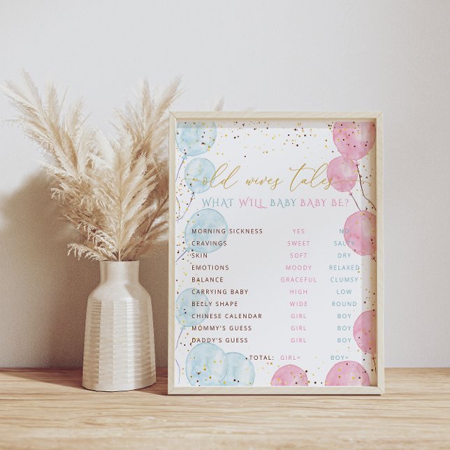 Watercolor Gender Reveal Old Wives Tales Sign (Creator Uploaded)