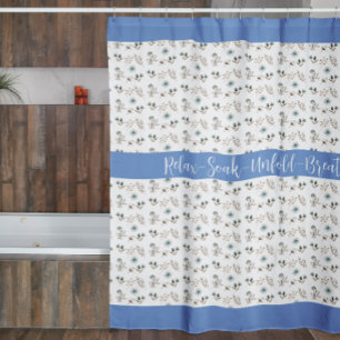 Watercolor Gentle Blue Floral Shower Curtain