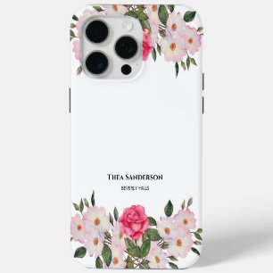 Watercolor Gentle Pink White Roses Illustration iPhone 15 Pro Max Case
