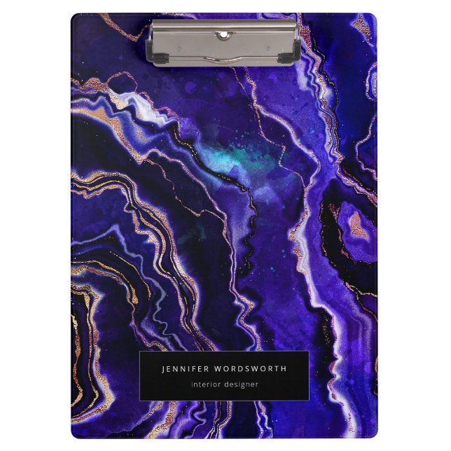 Watercolor Geode Modern Professional Purple Agate Clipboard (Front)