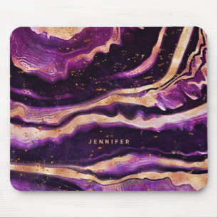 Watercolor Geode Purple Pink Gold Abstract Agate Mouse Pad