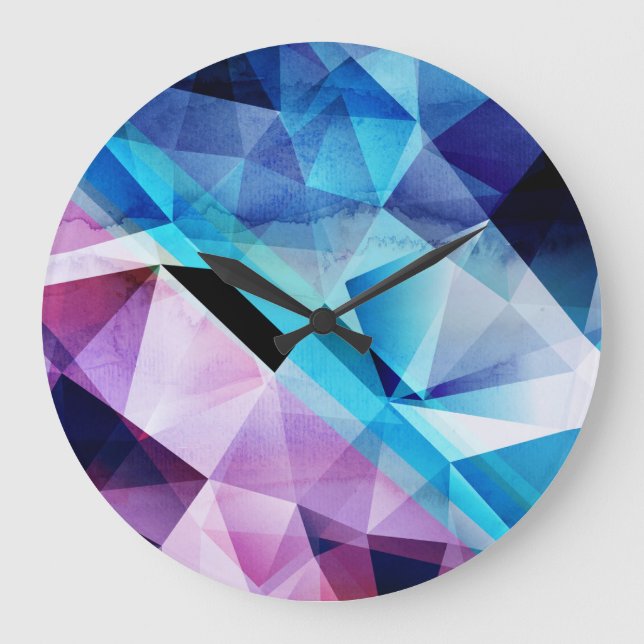 Watercolor Geometric Abstract Background Large Clock (Front)