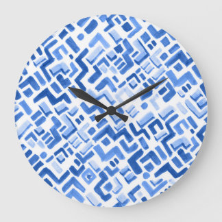 Watercolor Geometric Abstract Seamless Pattern Large Clock