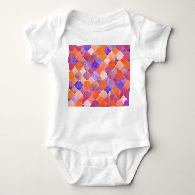 Watercolor geometric, Arab fish scales. Baby Bodysuit (Front)