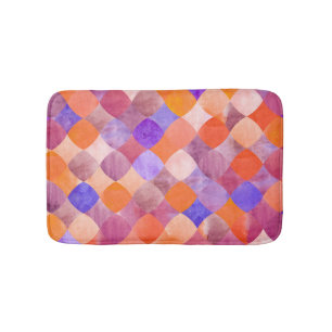 Watercolor geometric, Arab fish scales. Bath Mat