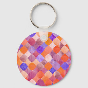 Watercolor geometric, Arab fish scales. Key Ring