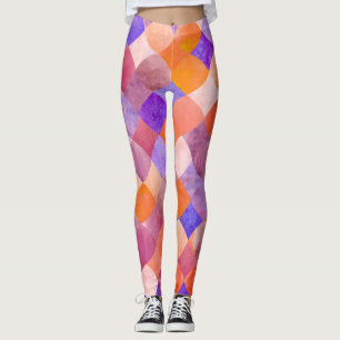 Watercolor geometric, Arab fish scales. Leggings