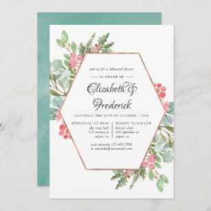Watercolor Geometric Christmas Rehearsal Dinner Invitation