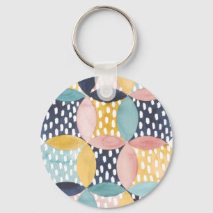 Watercolor Geometric Circles Key Ring