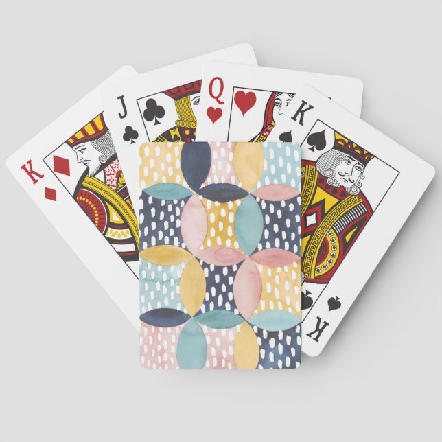 Watercolor Geometric Circles Playing Cards (Back)