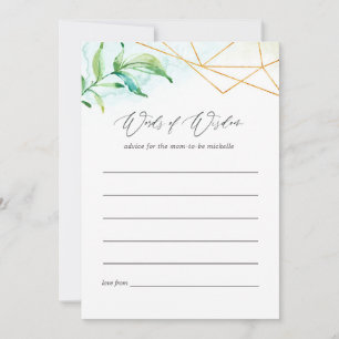 Watercolor Geometric Crystal Bridal Shower Advice Card
