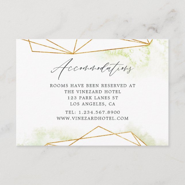 Watercolor Geometric Crystal Wedding Accommodation Enclosure Card (Front)