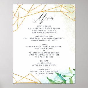 Watercolor Geometric Crystal Wedding Menu Poster