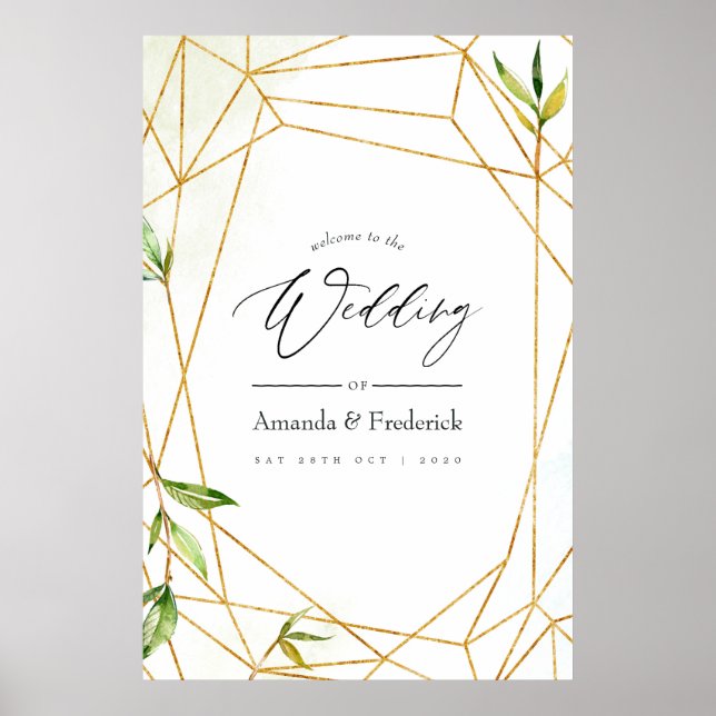 Watercolor Geometric Crystal Wedding Poster (Front)