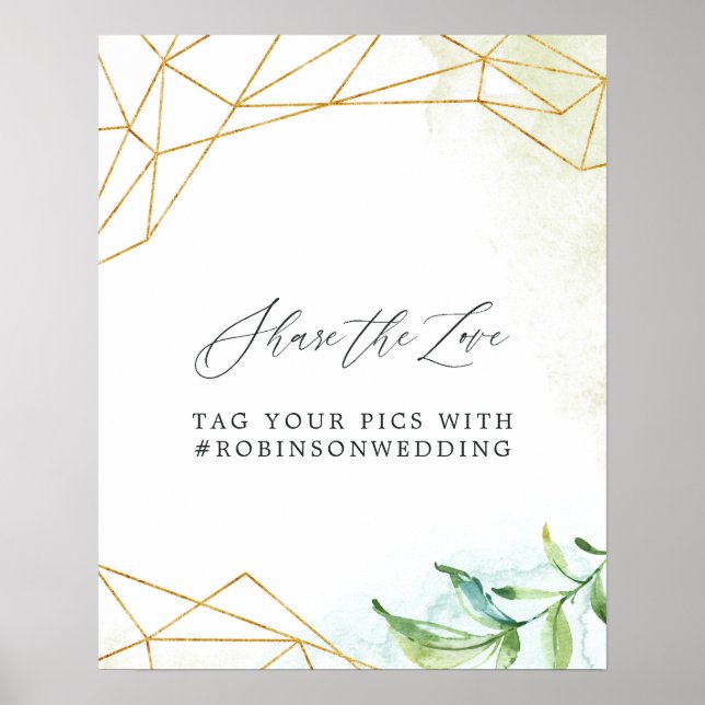 Watercolor Geometric Crystal Wedding Poster (Front)