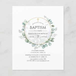 Watercolor Geometric Eucalyptus Baptism Flyer