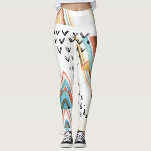 Watercolor Geometric Seamless: Tribal Style. Leggings