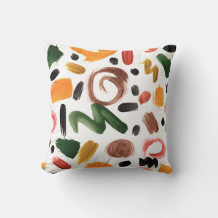 Watercolor geometric shapes. Abstract painting bru Cushion