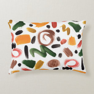 Watercolor geometric shapes. Abstract painting bru Decorative Cushion
