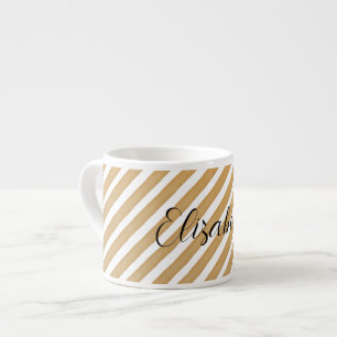 Watercolor Geometric Stripes Pattern Monogram Espresso Cup