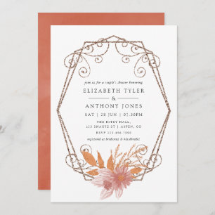 Watercolor Geometric Terracotta Couples Shower Invitation