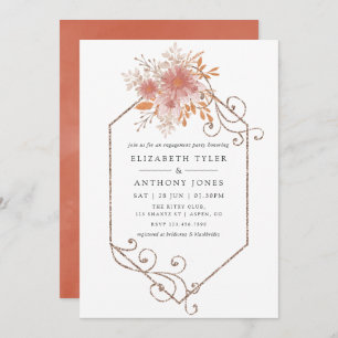 Watercolor Geometric Terracotta Engagement Party Invitation