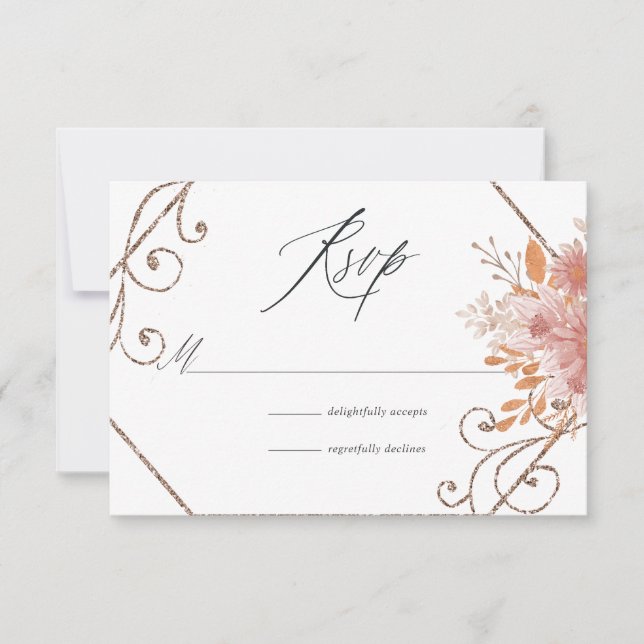 Watercolor Geometric Terracotta Wedding RSVP Card (Front)