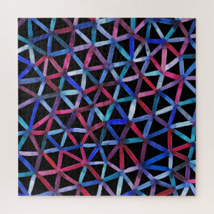 Watercolor Geometric: Triangles Grid Pattern. Jigsaw Puzzle