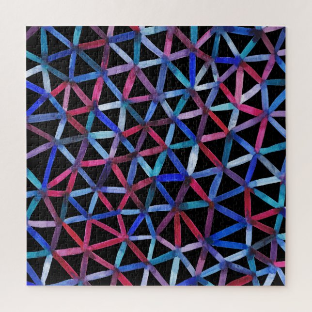 Watercolor Geometric: Triangles Grid Pattern. Jigsaw Puzzle (Vertical)