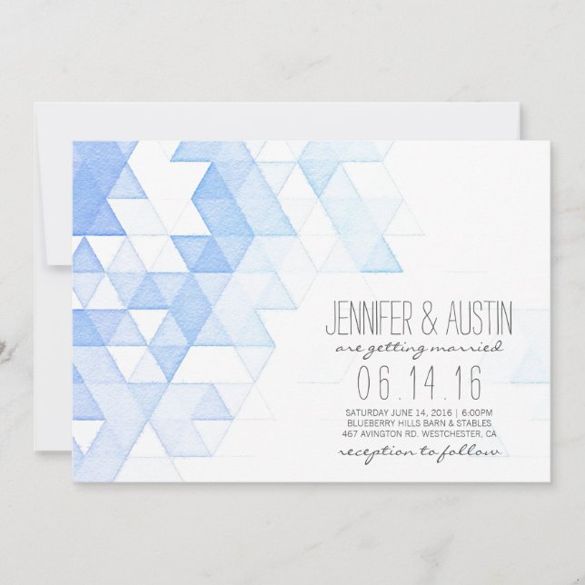 Watercolor Geometric Triangles | Modern Wedding Invitation (Front)