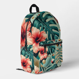 Watercolor Geometric Tropical Design Printed Backpack