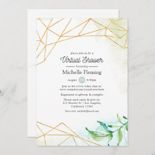 Watercolor Geometric Virtual Baby or Bridal Shower Invitation