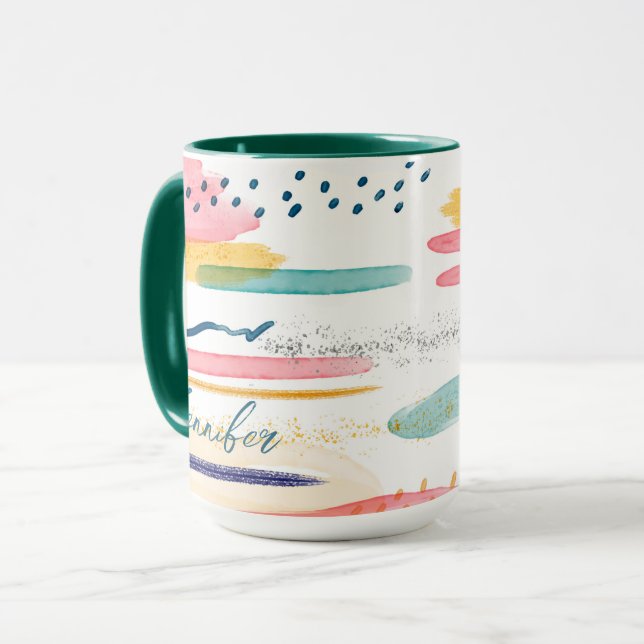 Watercolor Geometrical abstract Customised Mug (Front Left)