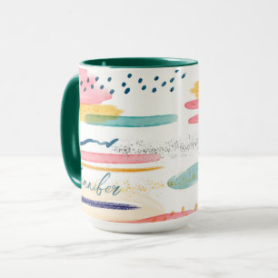 Watercolor Geometrical abstract Personalised Cute Mug