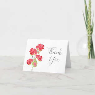 Watercolor Geraniumns Stems Thank You Card