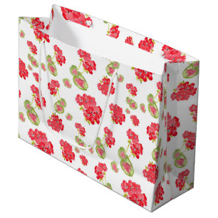 Watercolor Geraniums Pattern Large Gift Bag