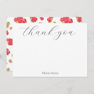 Watercolor Geraniums Pattern Thank You Card