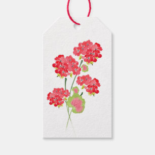 Watercolor Geraniums Stems Gift Tags