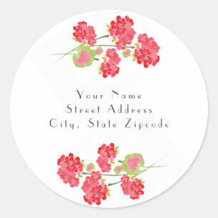 Watercolor Geraniums Stems labels