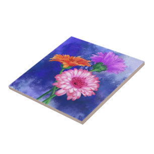 Watercolor Gerberas Ceramic Tile