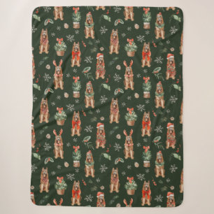 Watercolor German Shepherd Christmas Dogs Sherpa Blanket